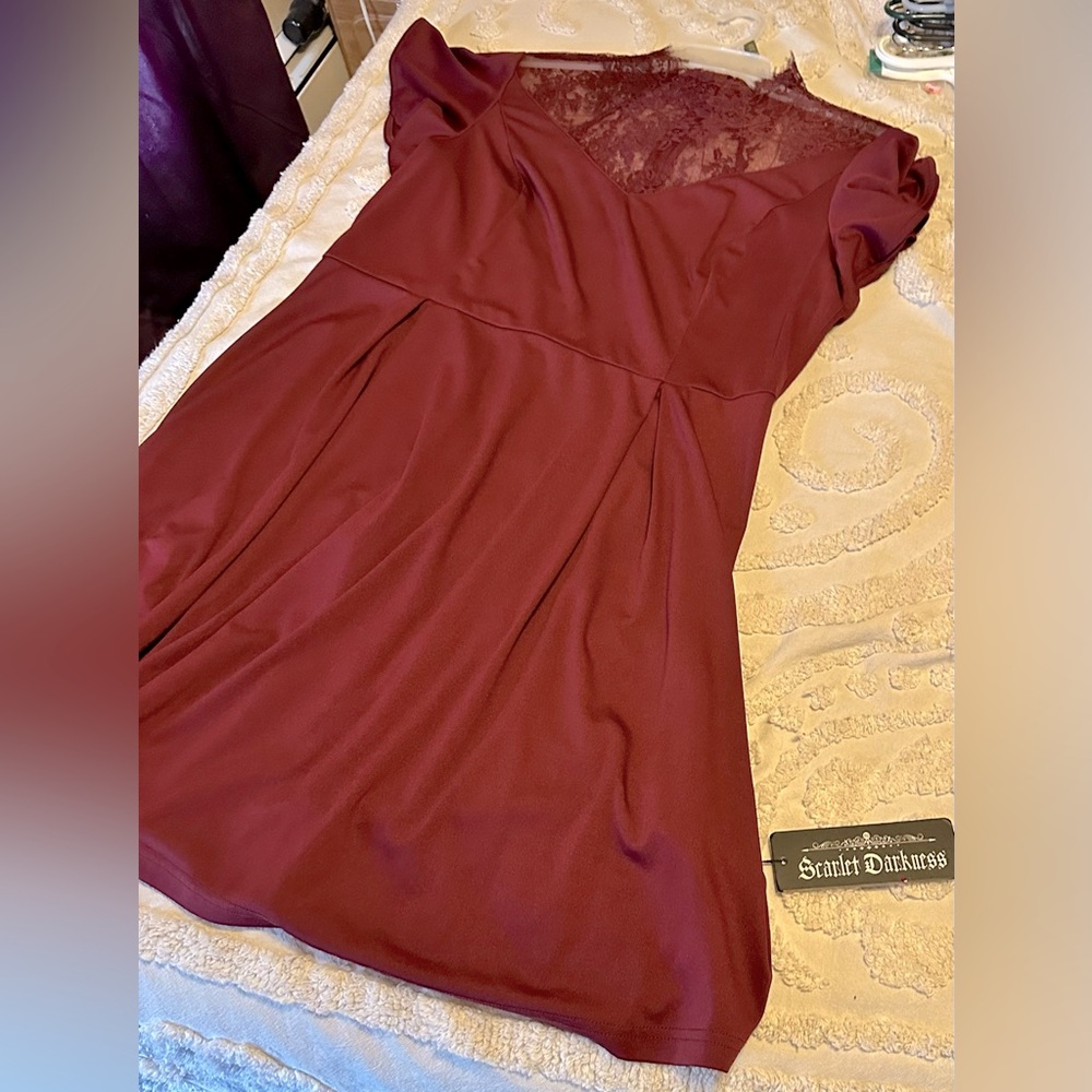 Scarlet darkness BURGANDY FLARE DRESS NWT